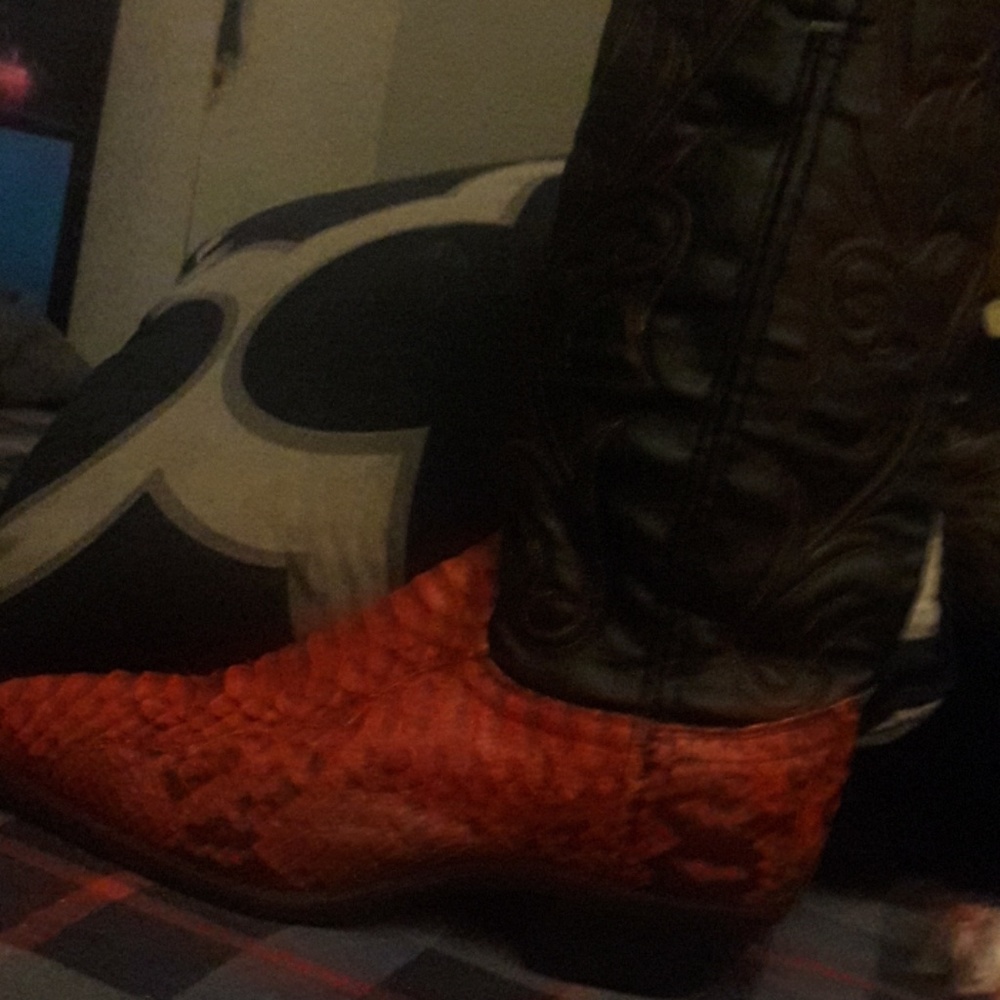 Red and Black snake skins boots